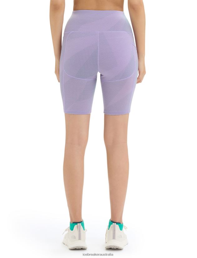 Icebreaker Women Merino Fastray High Rise Shorts GridlinesPurple Gaze/Fresh 80BXXP745 Clothing