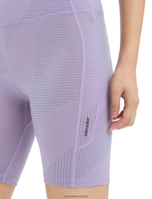 Icebreaker Women Merino Fastray High Rise Shorts GridlinesPurple Gaze/Fresh 80BXXP745 Clothing