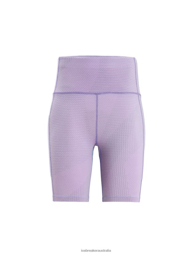 Icebreaker Women Merino Fastray High Rise Shorts GridlinesPurple Gaze/Fresh 80BXXP745 Clothing
