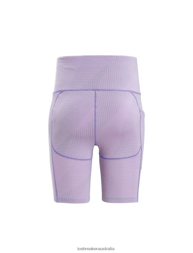 Icebreaker Women Merino Fastray High Rise Shorts GridlinesPurple Gaze/Fresh 80BXXP745 Clothing