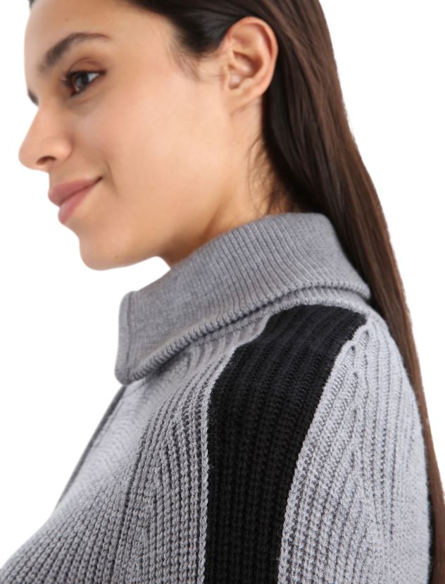 Icebreaker Women Merino Lodge Long Sleeve Half Zip SweaterGritstone Heather/Black 80BXXP725 Clothing
