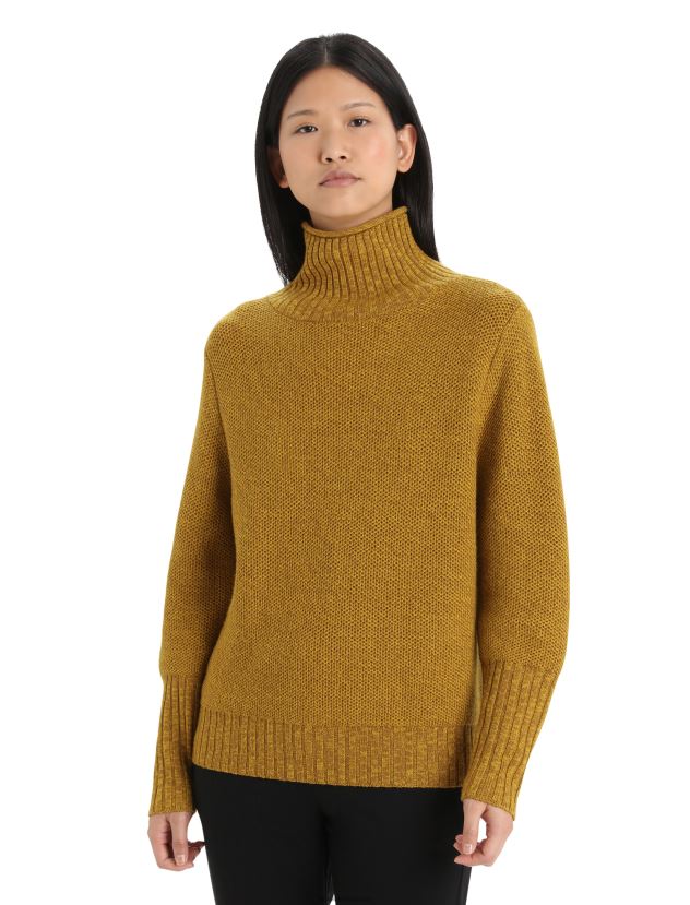 Icebreaker Women Merino Seevista Funnel Neck SweaterClove/Silent Gold 80BXXP908 Clothing