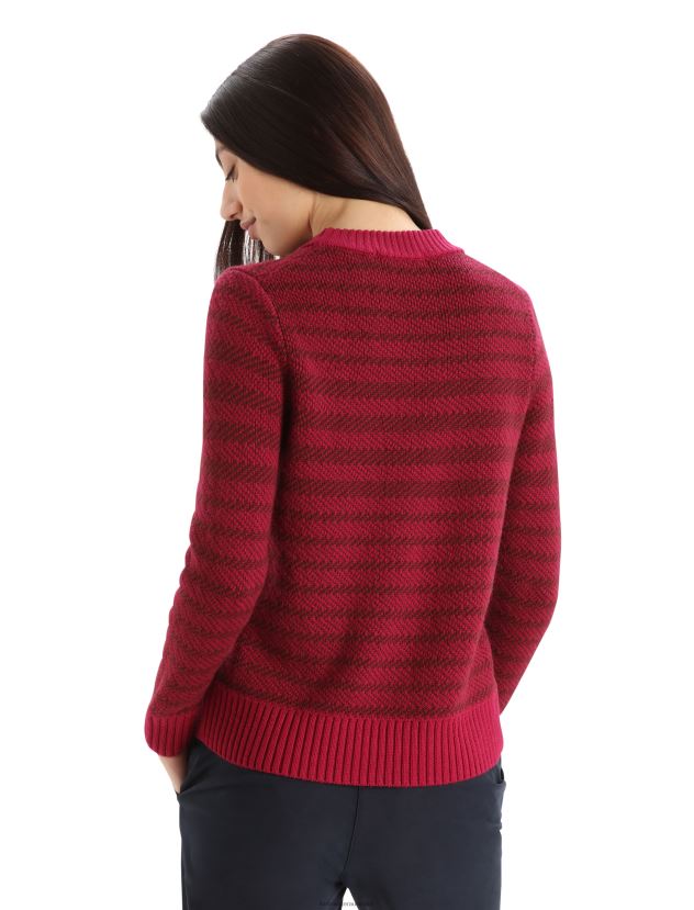Icebreaker Women Merino Waypoint Crewe SweaterCherry/Espresso 80BXXP822 Clothing