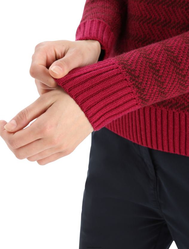 Icebreaker Women Merino Waypoint Crewe SweaterCherry/Espresso 80BXXP822 Clothing