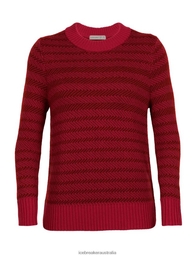 Icebreaker Women Merino Waypoint Crewe SweaterCherry/Espresso 80BXXP822 Clothing