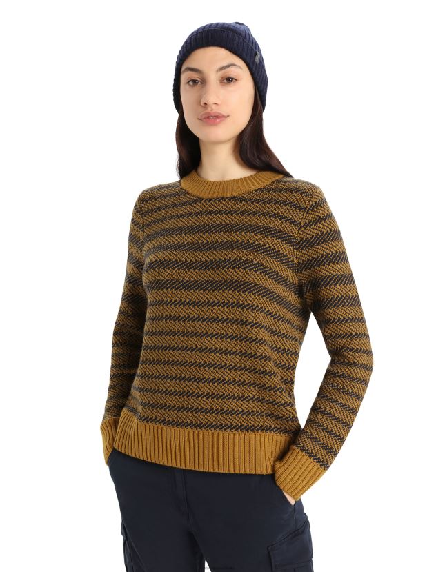 Icebreaker Women Merino Waypoint Crewe SweaterClove/Midnight Navy 80BXXP823 Clothing