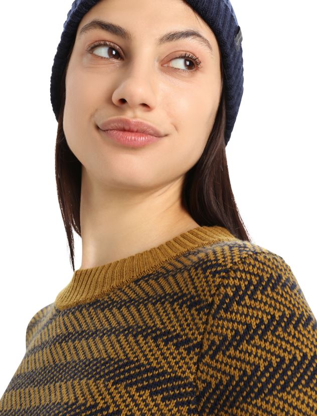 Icebreaker Women Merino Waypoint Crewe SweaterClove/Midnight Navy 80BXXP823 Clothing