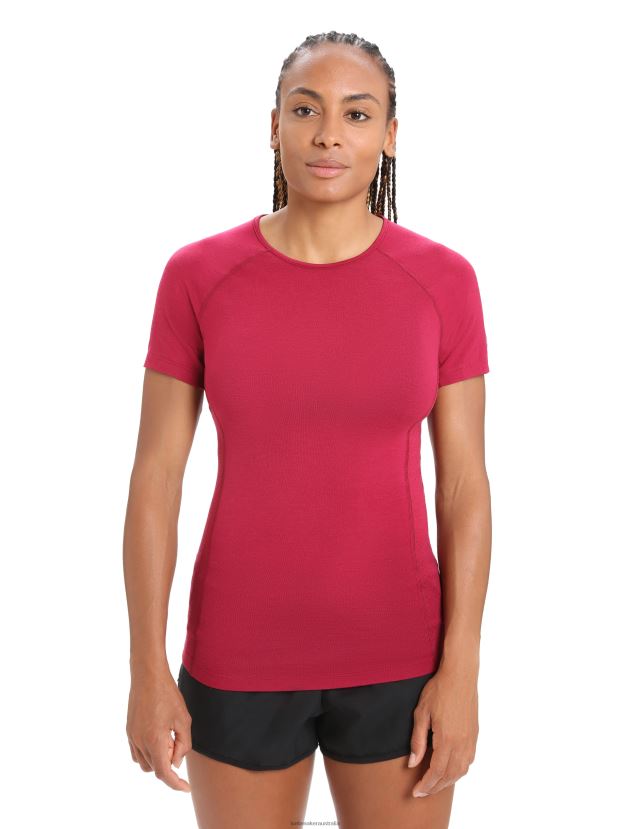 Icebreaker Women BodyfitZone Merino 150 Zone Short Sleeve Crewe Thermal TopCherry 80BXXP891 Clothing
