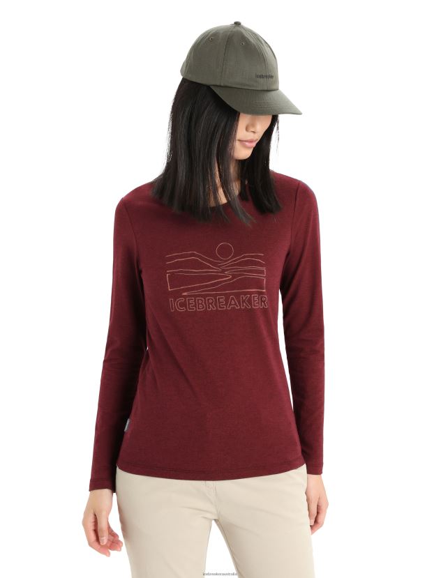 Icebreaker Women Merino Central Classic Long Sleeve T-Shirt SunsetEspresso 80BXXP849 Clothing
