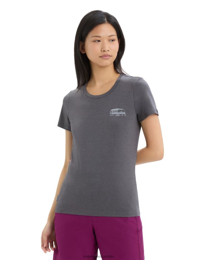 Icebreaker Women Merino Central Classic Short Sleeve T-Shirt Caravan LifeMonsoon 80BXXP663 Clothing
