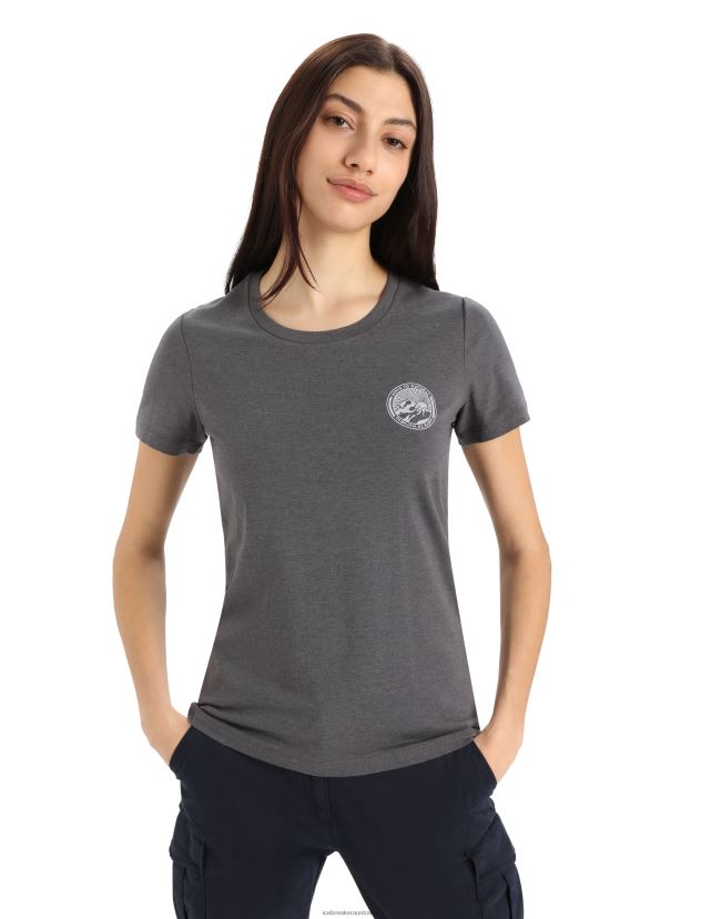 Icebreaker Women Merino Central Classic Short Sleeve T-Shirt Move to Natural MountainMonsoon 80BXXP832 Clothing