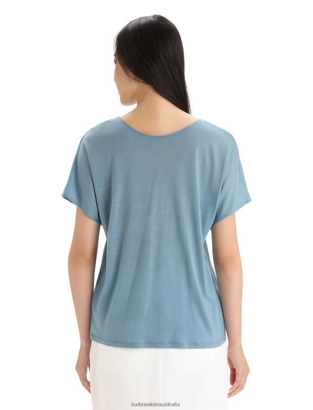 Icebreaker Women Merino Drayden Reversible Short Sleeve TopAstral Blue 80BXXP675 Clothing