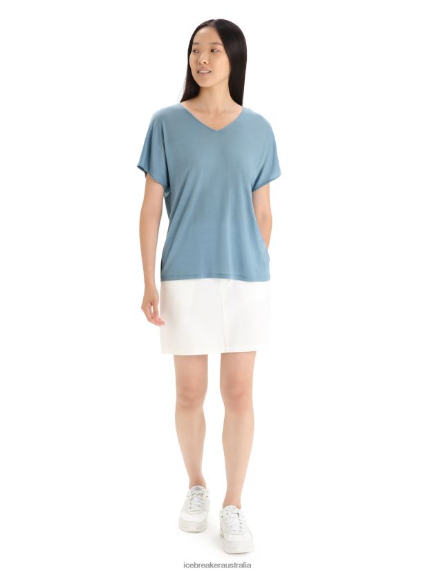 Icebreaker Women Merino Drayden Reversible Short Sleeve TopAstral Blue 80BXXP675 Clothing