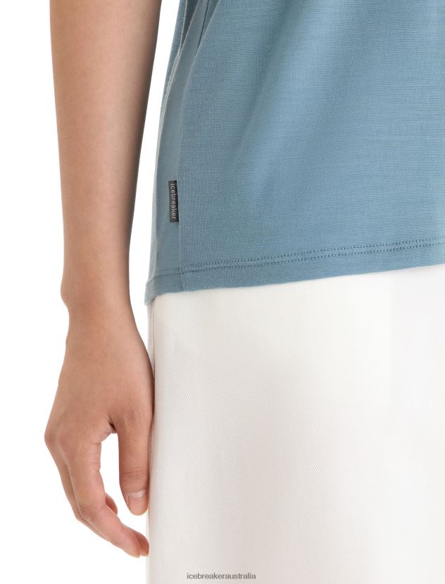 Icebreaker Women Merino Drayden Reversible Short Sleeve TopAstral Blue 80BXXP675 Clothing