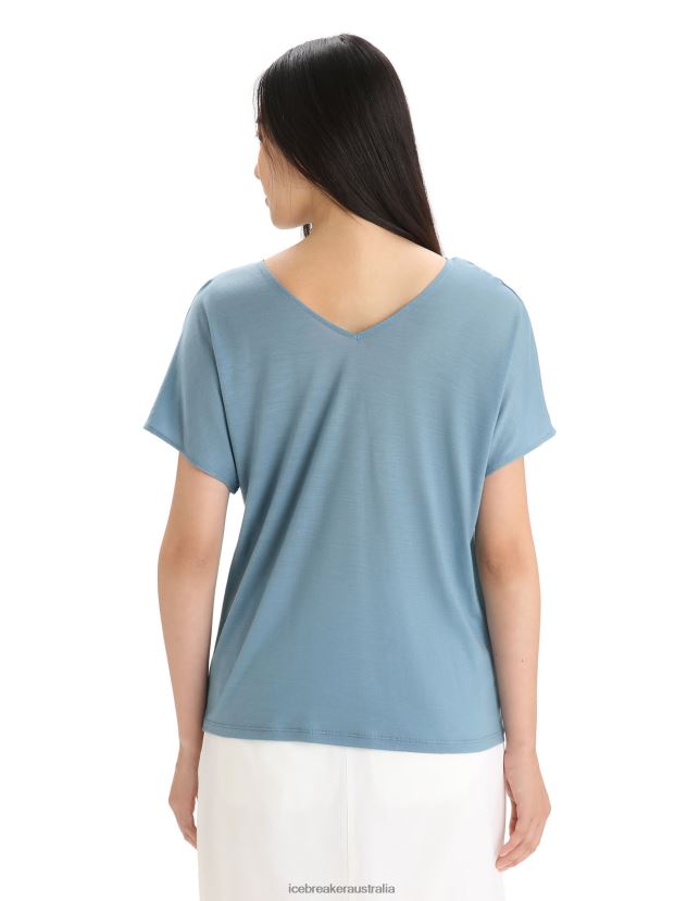 Icebreaker Women Merino Drayden Reversible Short Sleeve TopAstral Blue 80BXXP675 Clothing