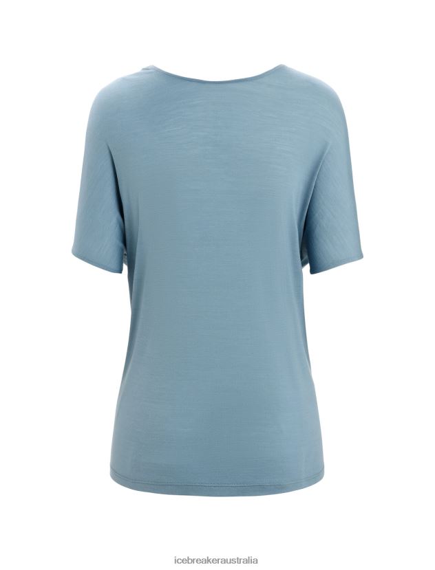 Icebreaker Women Merino Drayden Reversible Short Sleeve TopAstral Blue 80BXXP675 Clothing