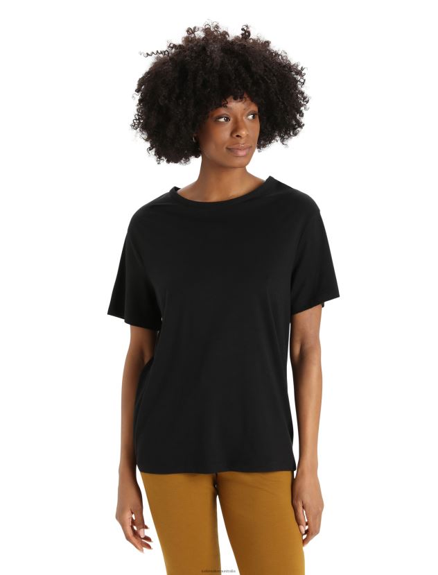 Icebreaker Women Merino Granary Short Sleeve T-ShirtBlack 80BXXP624 Clothing