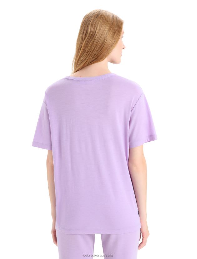 Icebreaker Women Merino Granary Short Sleeve T-ShirtPurple Gaze 80BXXP626 Clothing