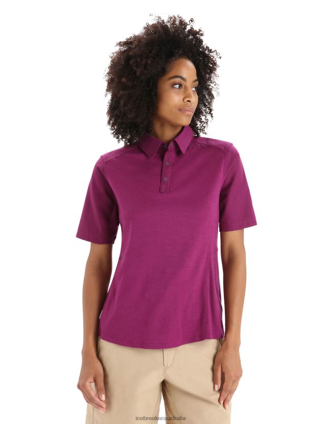Icebreaker Women Merino Hike Short Sleeve TopGo Berry 80BXXP649 Clothing