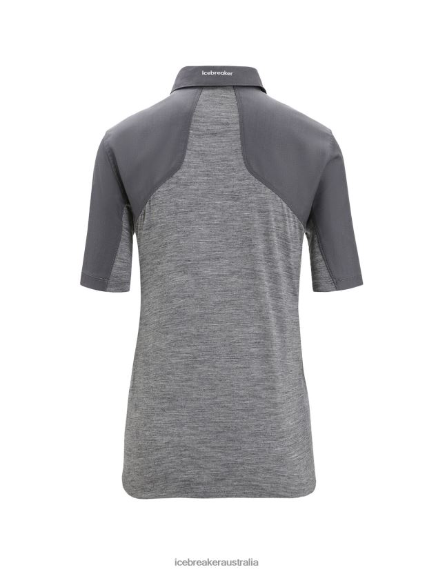 Icebreaker Women Merino Hike Short Sleeve TopGritstone Heather/Monsoon 80BXXP650 Clothing