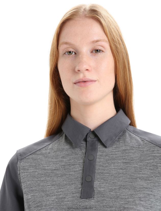 Icebreaker Women Merino Hike Short Sleeve TopGritstone Heather/Monsoon 80BXXP650 Clothing