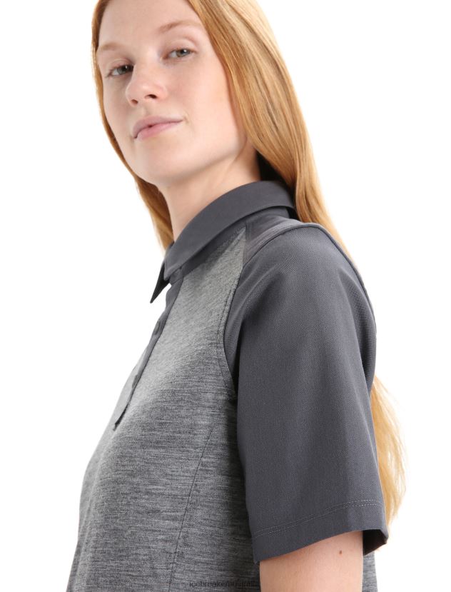 Icebreaker Women Merino Hike Short Sleeve TopGritstone Heather/Monsoon 80BXXP650 Clothing