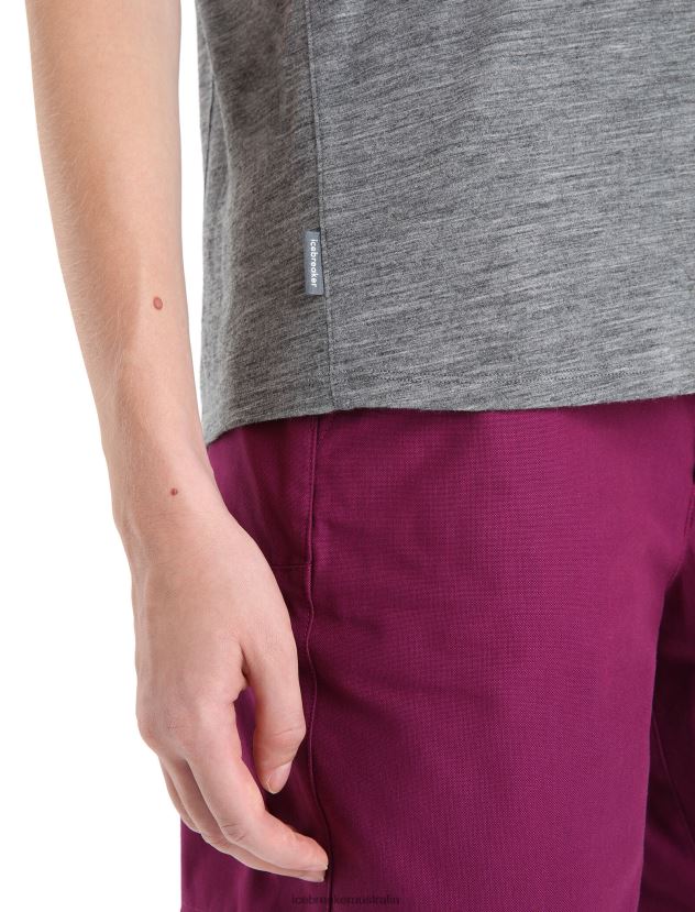 Icebreaker Women Merino Hike Short Sleeve TopGritstone Heather/Monsoon 80BXXP650 Clothing
