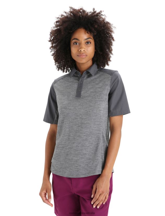 Icebreaker Women Merino Hike Short Sleeve TopGritstone Heather/Monsoon 80BXXP650 Clothing