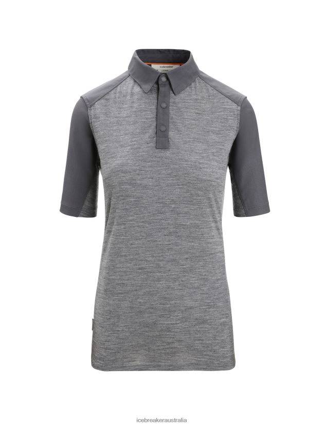 Icebreaker Women Merino Hike Short Sleeve TopGritstone Heather/Monsoon 80BXXP650 Clothing