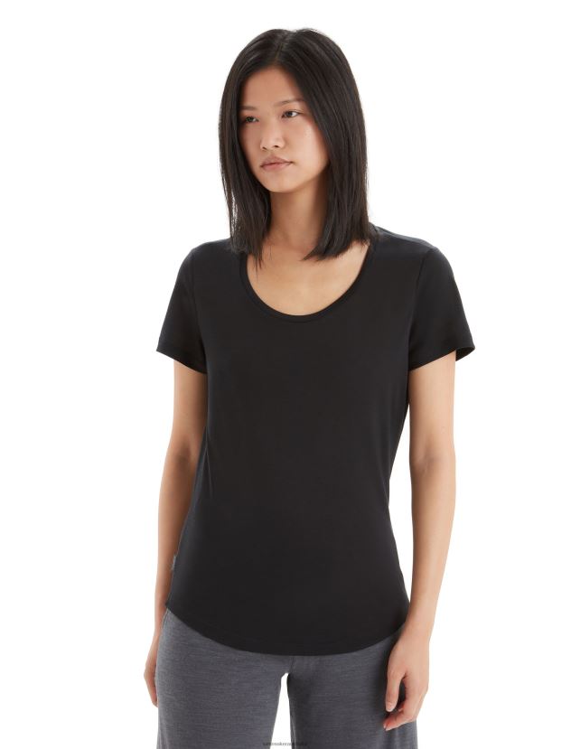 Icebreaker Women Merino Sphere II Short Sleeve Scoop T-ShirtBlack 80BXXP611 Clothing