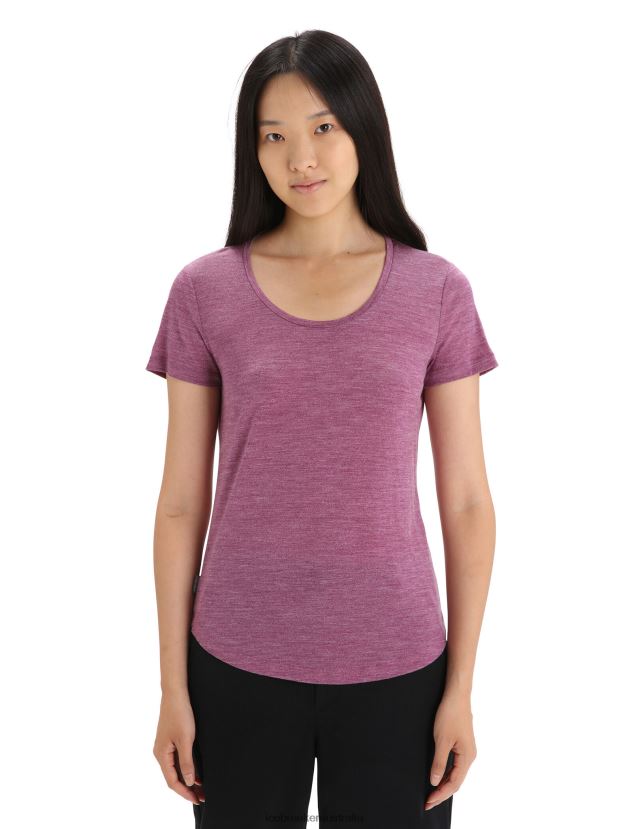 Icebreaker Women Merino Sphere II Short Sleeve Scoop T-ShirtGo Berry Heather 80BXXP613 Clothing