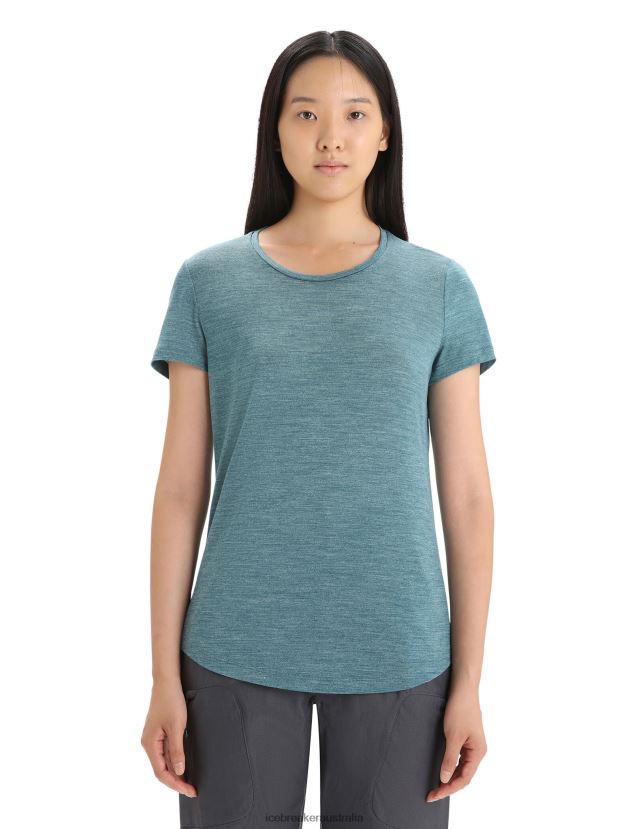 Icebreaker Women Merino Sphere II Short Sleeve T-ShirtGreen Glory Heather 80BXXP609 Clothing