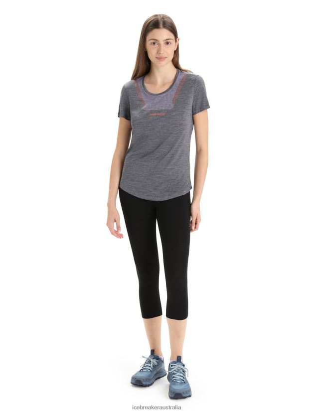 Icebreaker Women Merino Sphere II Short Sleeve T-Shirt HittMidnight Navy Heather 80BXXP673 Clothing