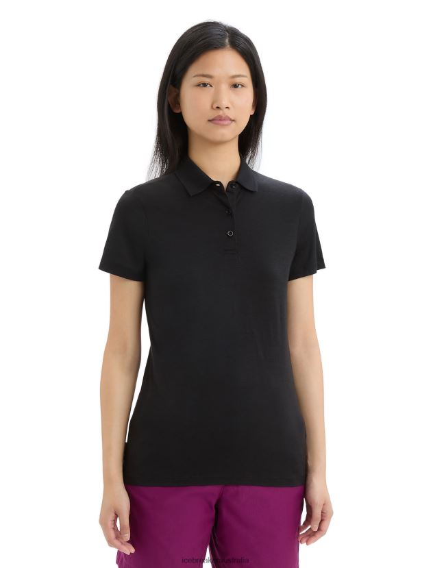 Icebreaker Women Merino Tech Lite II Short Sleeve PoloBlack 80BXXP635 Clothing