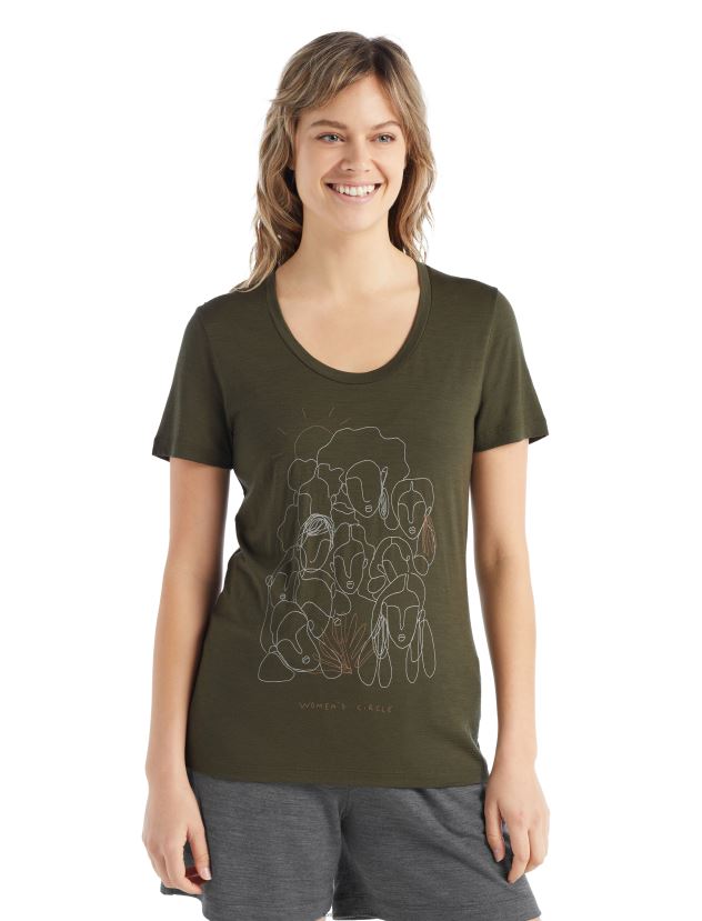 Icebreaker Women Merino Tech Lite II Short Sleeve Scoop T-Shirt CircleLoden 80BXXP929 Clothing