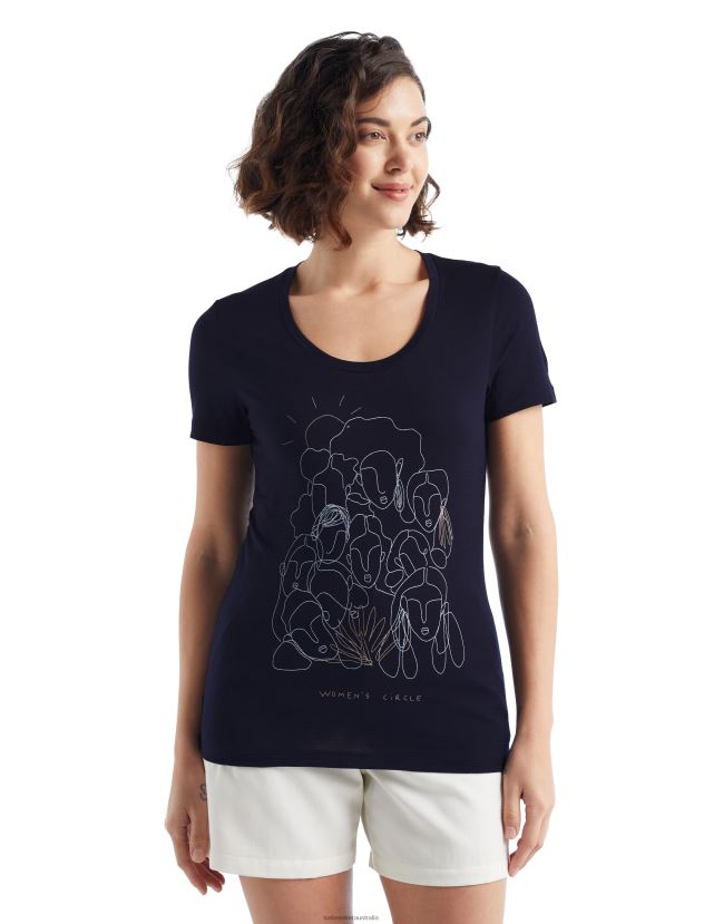 Icebreaker Women Merino Tech Lite II Short Sleeve Scoop T-Shirt CircleMidnight Navy 80BXXP930 Clothing