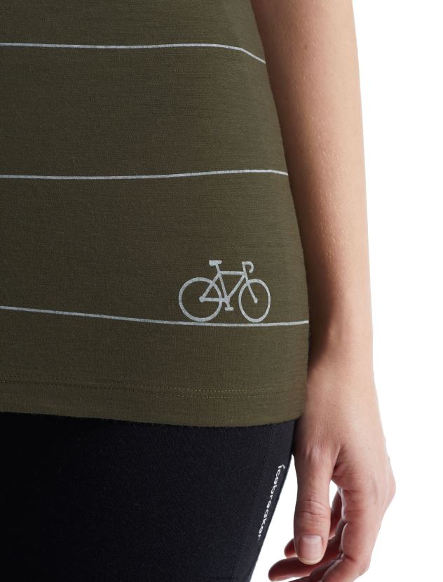 Icebreaker Women Merino Tech Lite II Short Sleeve Scoop T-Shirt Hill SprintLoden 80BXXP928 Clothing