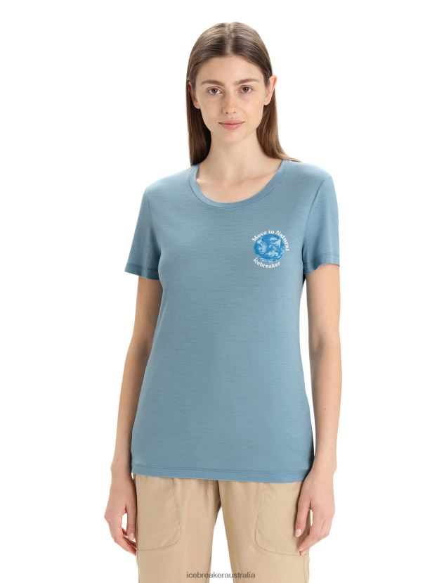 Icebreaker Women Merino Tech Lite II Short Sleeve T-Shirt EarthAstral Blue 80BXXP670 Clothing