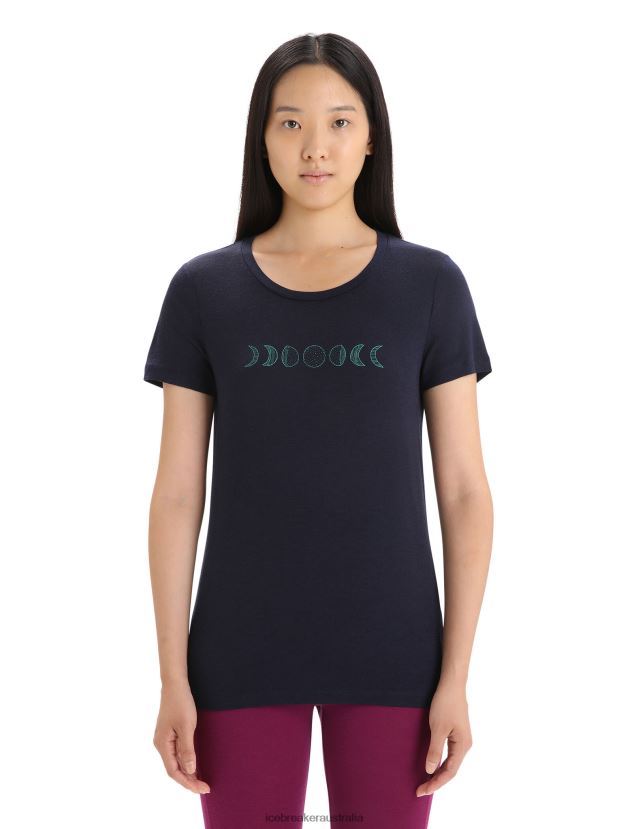 Icebreaker Women Merino Tech Lite II Short Sleeve T-Shirt Moon PhaseMidnight Navy 80BXXP615 Clothing
