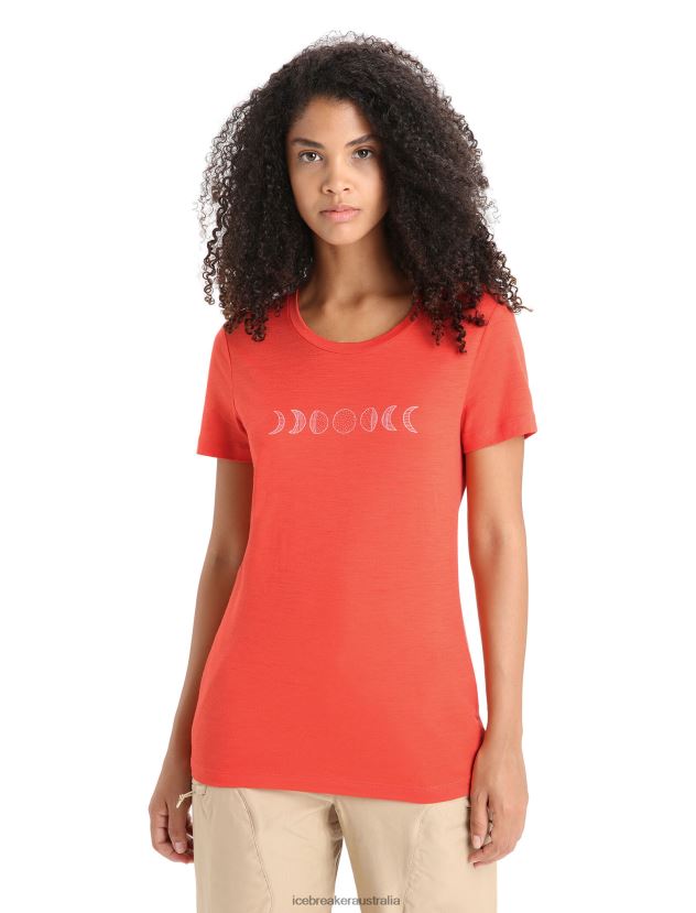 Icebreaker Women Merino Tech Lite II Short Sleeve T-Shirt Moon PhaseVibrant Earth 80BXXP616 Clothing