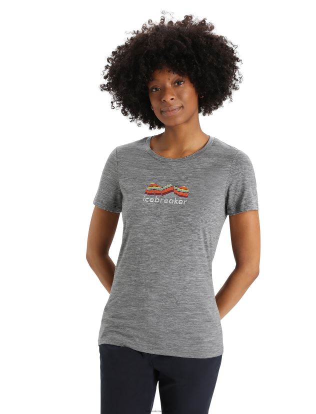 Icebreaker Women Merino Tech Lite II Short Sleeve T-Shirt Mountain GeologyGritstone Heather 80BXXP630 Clothing
