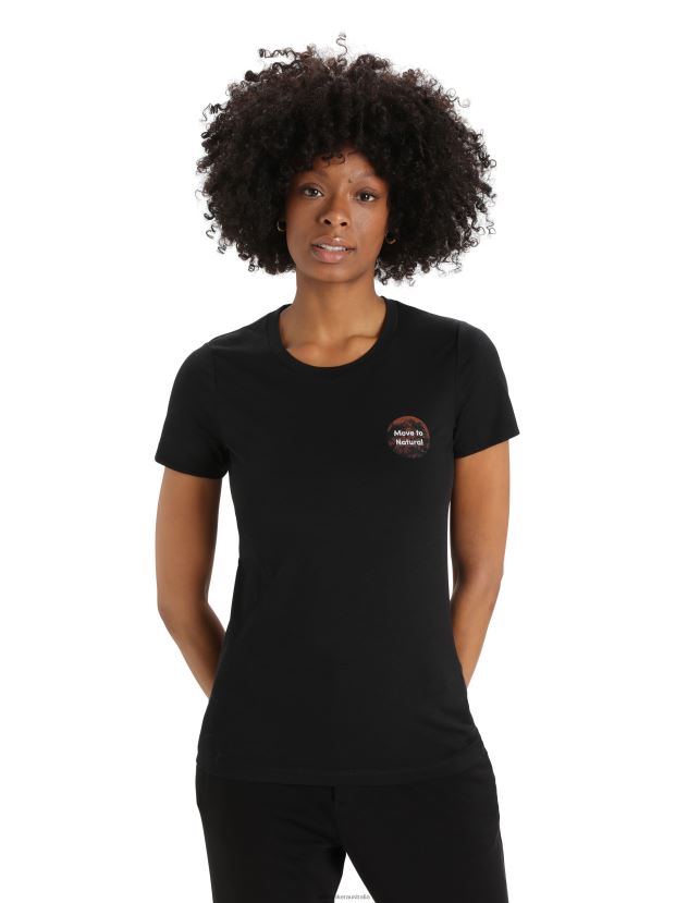 Icebreaker Women Merino Tech Lite II Short Sleeve T-Shirt Natural AlpsBlack 80BXXP811 Clothing