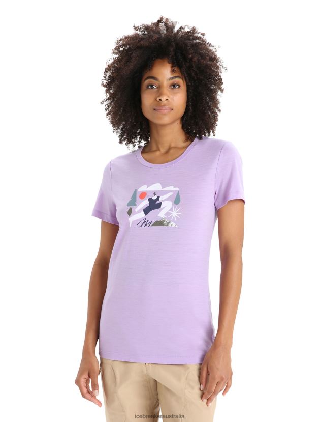 Icebreaker Women Merino Tech Lite II Short Sleeve T-Shirt Spring RunPurple Gaze 80BXXP621 Clothing