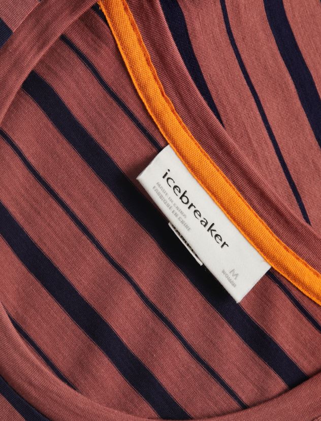 Icebreaker Women Merino Wave Short Sleeve Stripe T-ShirtGrape/Midnight Navy 80BXXP922 Clothing