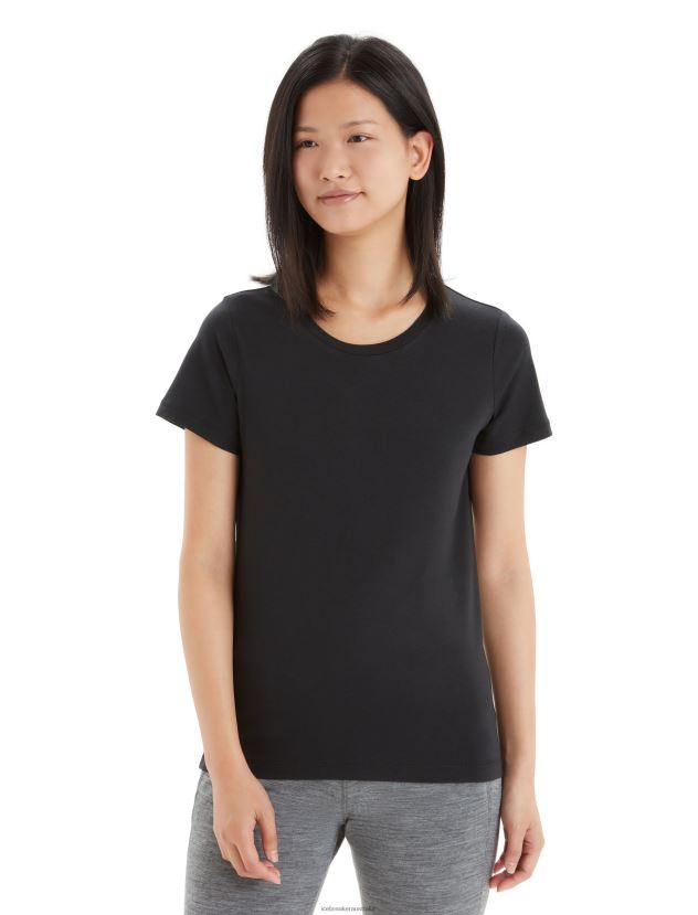 Icebreaker Women Tencel Cotton Short Sleeve T-ShirtBlack 80BXXP639 Clothing