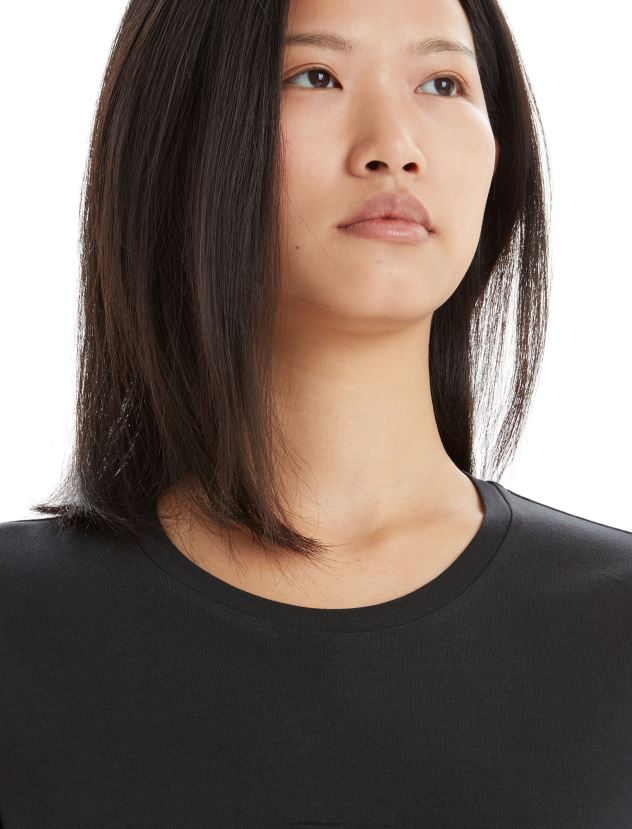 Icebreaker Women Tencel Cotton Short Sleeve T-ShirtBlack 80BXXP639 Clothing