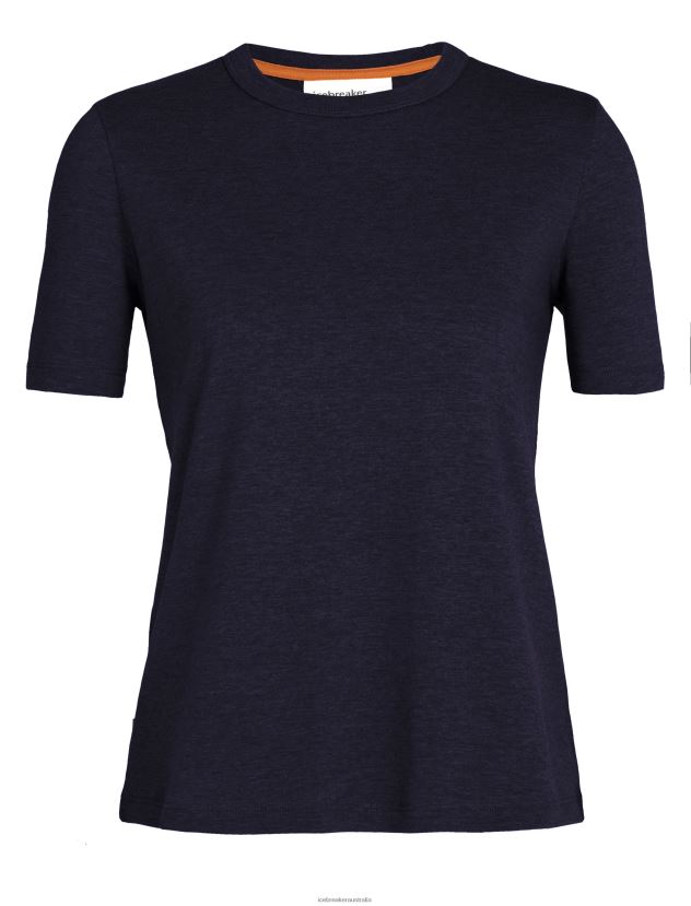 Icebreaker Women Tencel Cotton Short Sleeve T-ShirtMidnight Navy 80BXXP640 Clothing