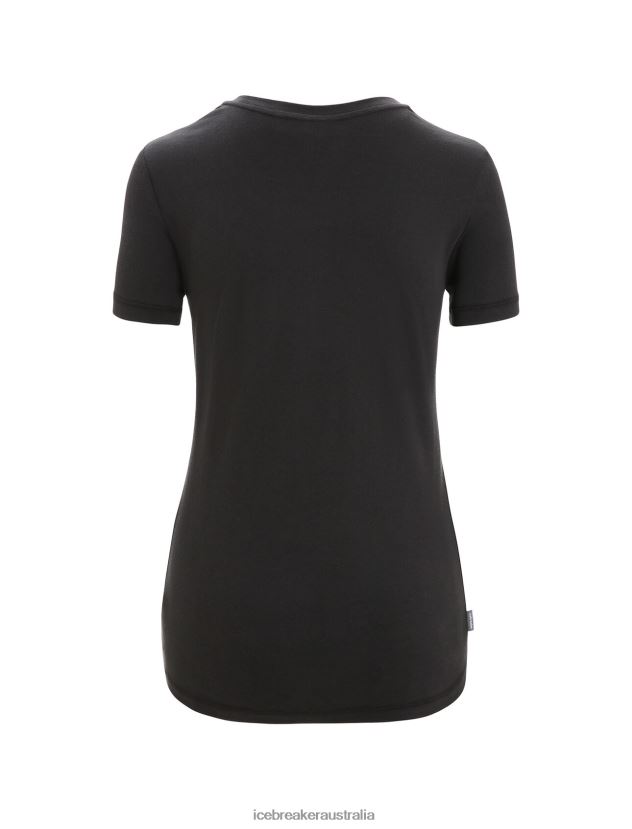 Icebreaker Women Tencel Cotton Short Sleeve T-Shirt NaturalBlack 80BXXP666 Clothing