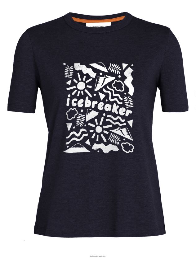 Icebreaker Women Tencel Cotton Short Sleeve T-Shirt OriginsMidnight Navy 80BXXP801 Clothing