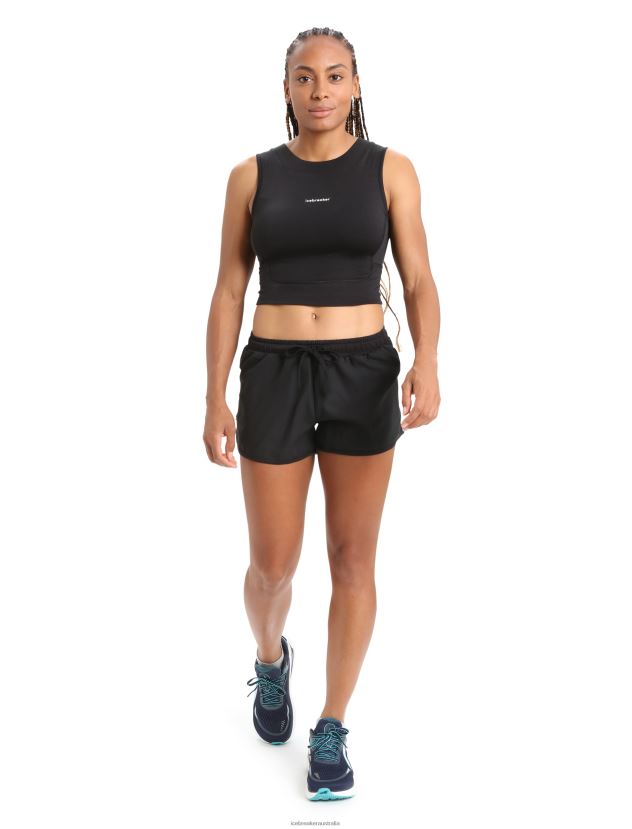 Icebreaker Women ZoneKnit Merino Cropped Bra-TankBlack 80BXXP647 Clothing